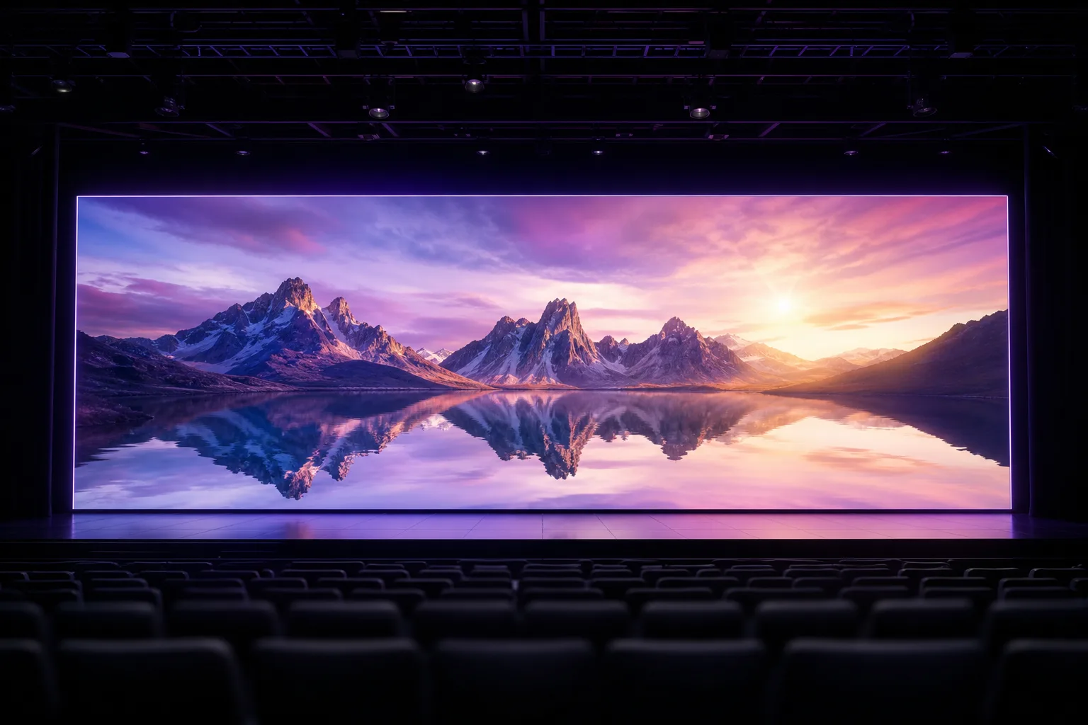 LED video wall and stage lighting at a live event venue